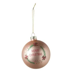 Xenos Kerstballen-Kerstbal merry christmas - roze - ⌀8 cm