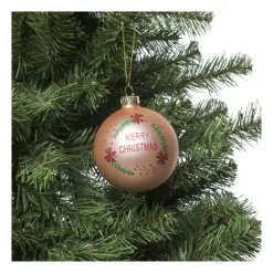 Xenos Kerstballen-Kerstbal merry christmas - roze - ⌀8 cm