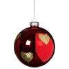 Xenos Kerstballen-Kerstbal met gouden hartjes - rood/goud
