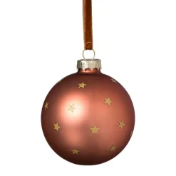 Xenos Kerstballen-Kerstbal met gouden sterretjes - roze