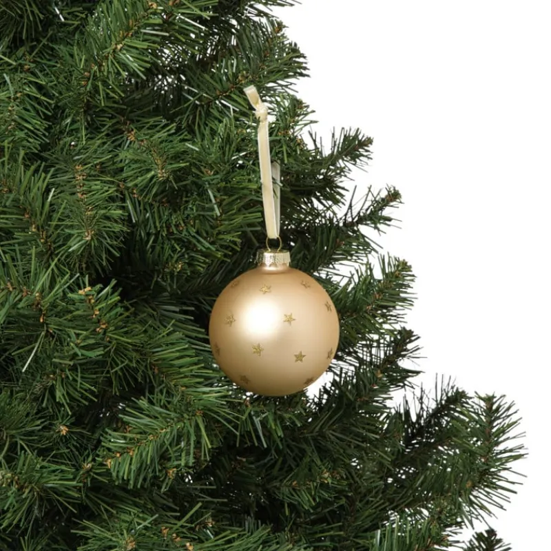 Xenos Kerstballen-Kerstbal met sterretjes - beige