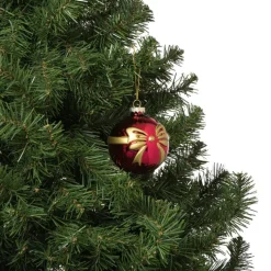Xenos Kerstballen-Kerstbal met strik - bordeaux rood