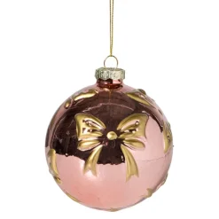Xenos Kerstballen-Kerstbal met strikjes - roze