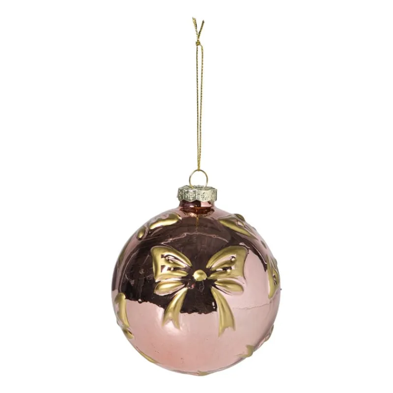 Xenos Kerstballen-Kerstbal met strikjes - roze