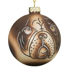 Xenos Kerstballen-Kerstbal mopshond - glas - ø8 cm