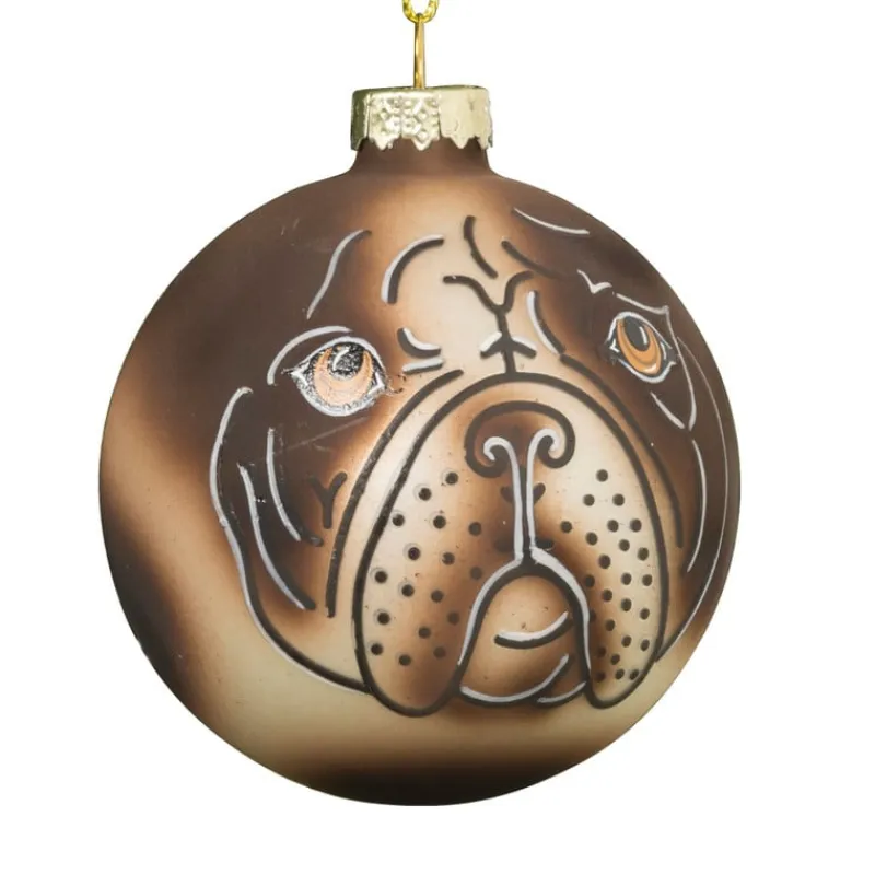 Xenos Kerstballen-Kerstbal mopshond - glas - ø8 cm