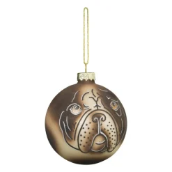 Xenos Kerstballen-Kerstbal mopshond - glas - ø8 cm