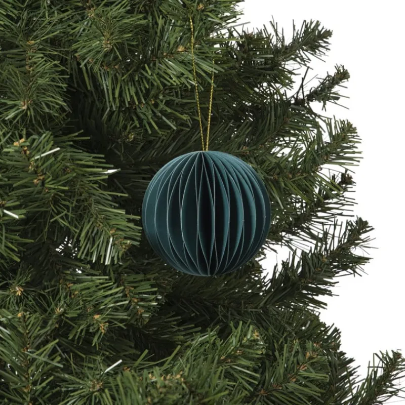 Xenos Kersthangers|Kerstballen-Kerstbal papier - groen -ø8 cm