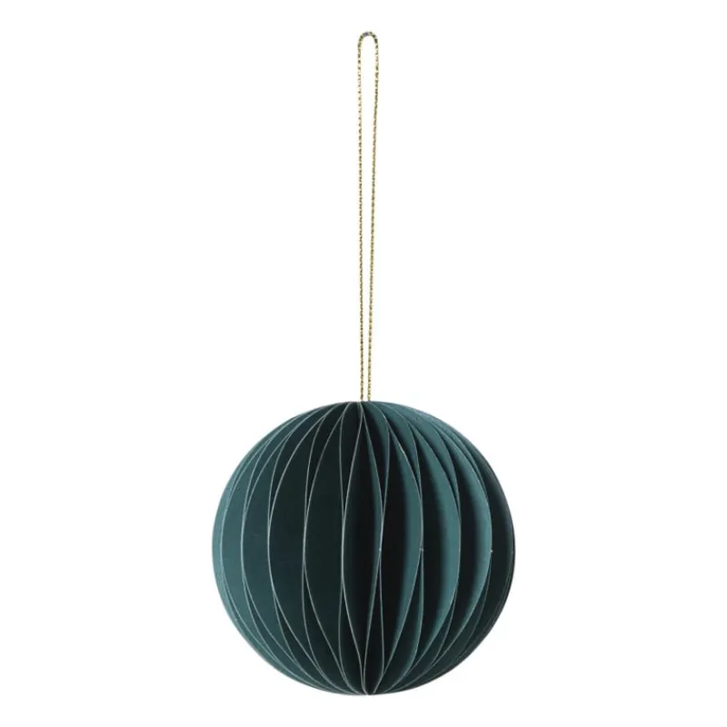 Xenos Kersthangers|Kerstballen-Kerstbal papier - groen -ø8 cm