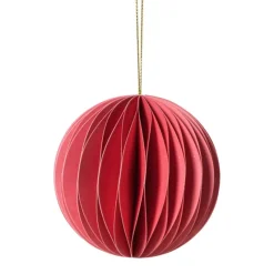 Xenos Kersthangers|Kerstballen-Kerstbal papier - roze - ø8 cm
