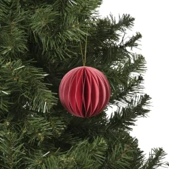 Xenos Kersthangers|Kerstballen-Kerstbal papier - roze - ø8 cm