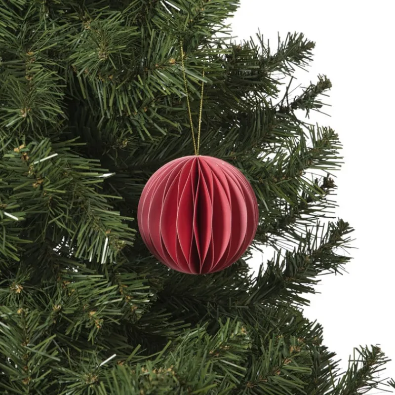 Xenos Kersthangers|Kerstballen-Kerstbal papier - roze - ø8 cm