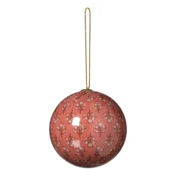 Xenos Kerstballen-Kerstbal print- paars/rood