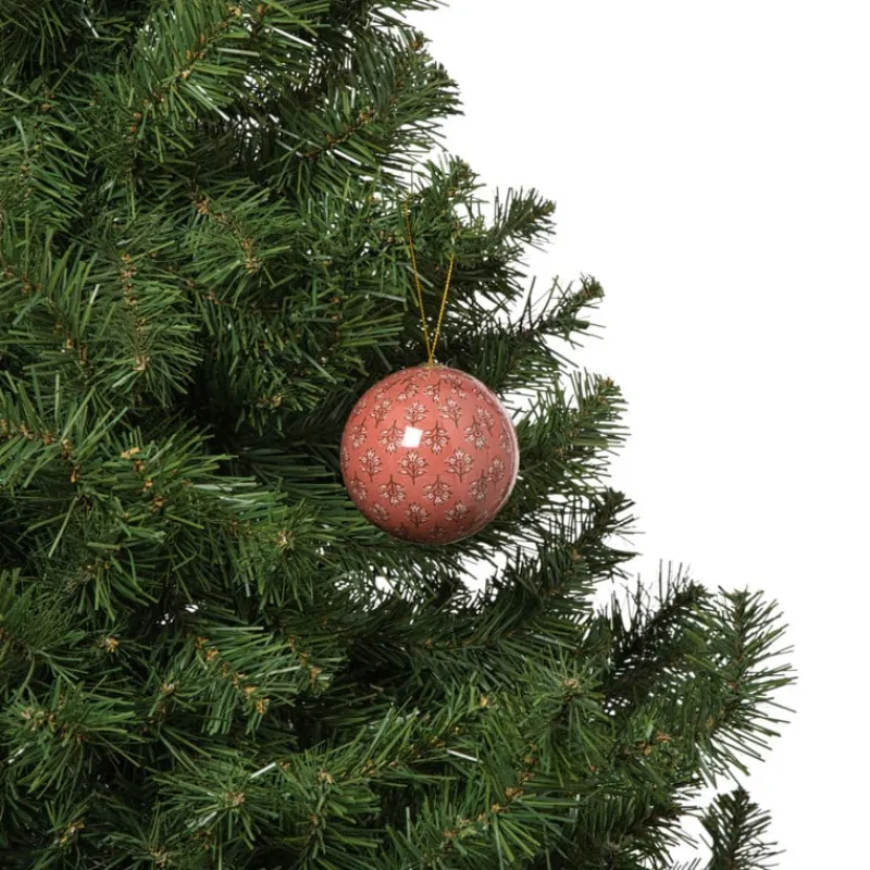 Xenos Kerstballen-Kerstbal print- paars/rood