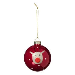 Xenos Kerstballen-Kerstbal rendier - rood