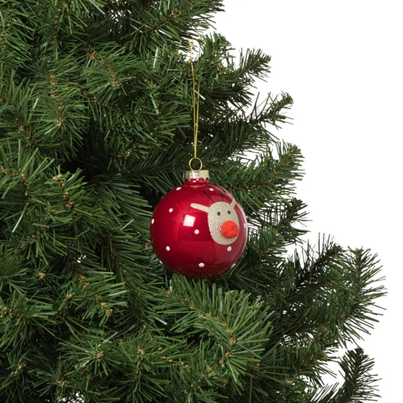 Xenos Kerstballen-Kerstbal rendier - rood