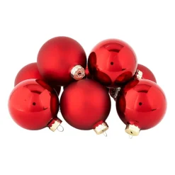 Xenos Kerstballen-Kerstbal rood - glas - set van 8