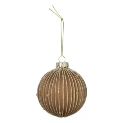 Xenos Kerstballen-Kerstbal strepen en stippen - bruin