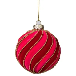 Xenos Kerstballen-Kerstbal swirl velvet - paars/roze