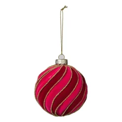 Xenos Kerstballen-Kerstbal swirl velvet - paars/roze