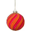 Xenos Kerstballen-Kerstbal swirl velvet - roze/oranje