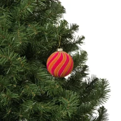 Xenos Kerstballen-Kerstbal swirl velvet - roze/oranje