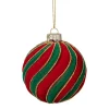 Xenos Kerstballen-Kerstbal swirl velvet - rood/groen