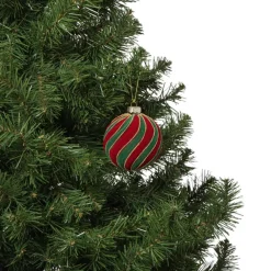 Xenos Kerstballen-Kerstbal swirl velvet - rood/groen