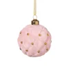Xenos Kerstballen-Kerstbal velvet stip - roze