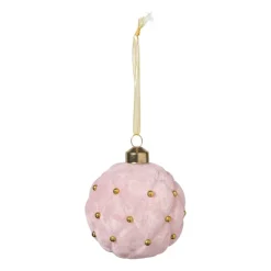 Xenos Kerstballen-Kerstbal velvet stip - roze