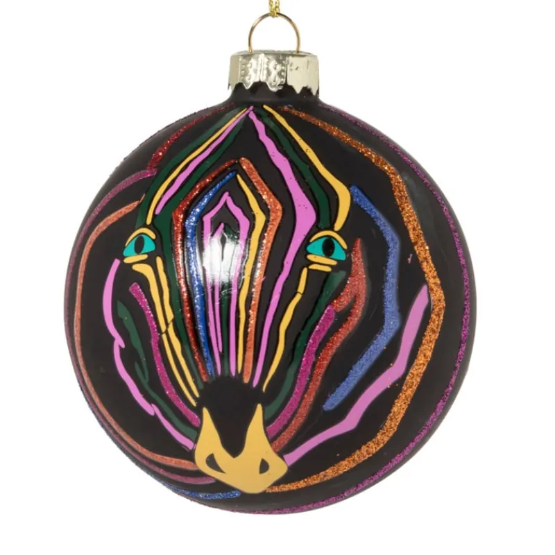 Xenos Kerstballen-Kerstbal zebra - glas - ø8 cm