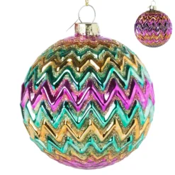 Xenos Kerstballen-Kerstbal zigzag - diverse kleuren - ø8x8 cm