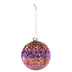 Xenos Kerstballen-Kerstbal zigzag - diverse kleuren - ø8x8 cm