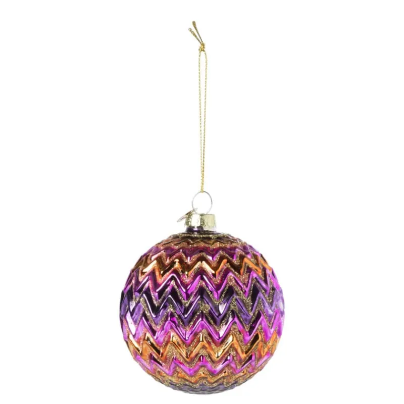 Xenos Kerstballen-Kerstbal zigzag - diverse kleuren - ø8x8 cm
