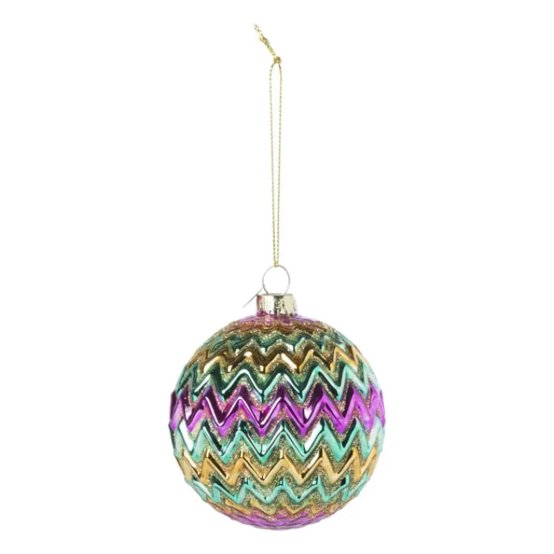 Xenos Kerstballen-Kerstbal zigzag - diverse kleuren - ø8x8 cm