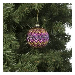 Xenos Kerstballen-Kerstbal zigzag - diverse kleuren - ø8x8 cm