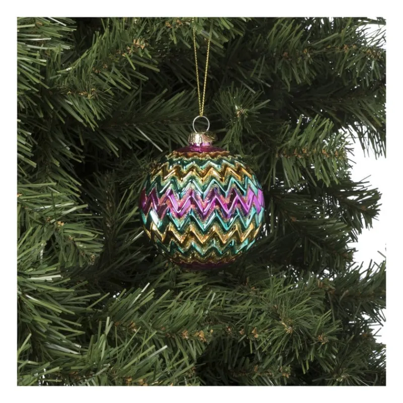 Xenos Kerstballen-Kerstbal zigzag - diverse kleuren - ø8x8 cm