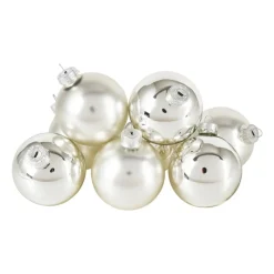 Xenos Kerstballen-Kerstbal zilver - glas - set van 8