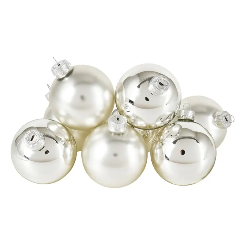 Xenos Kerstballen-Kerstbal zilver - glas - set van 8