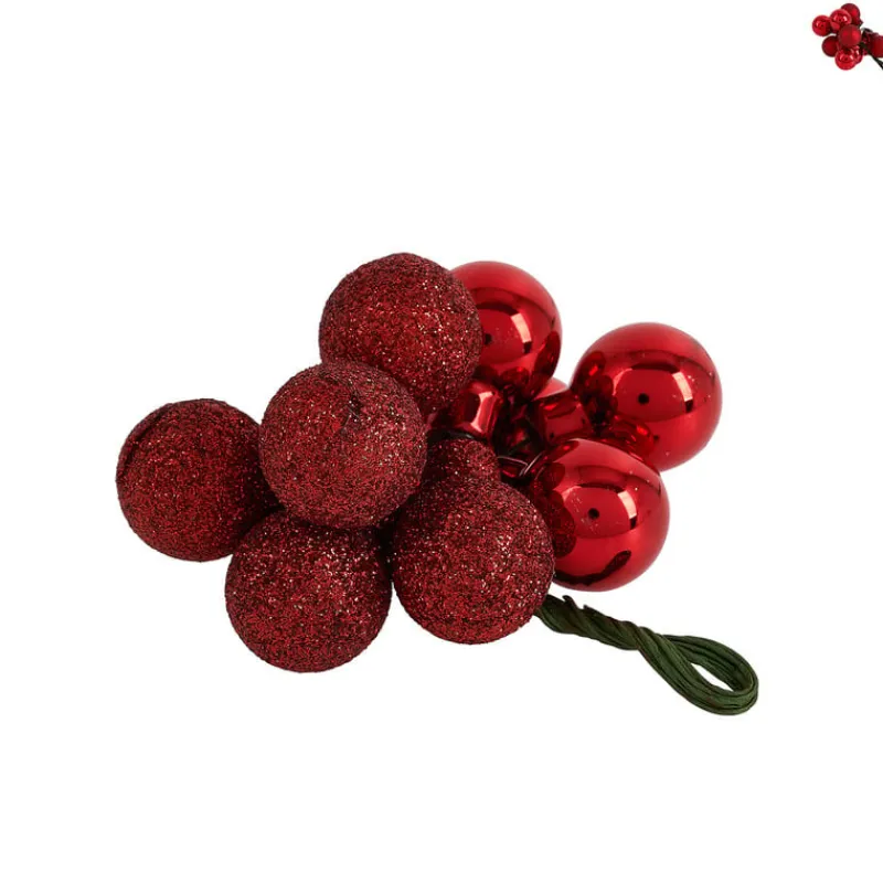 Xenos Kerstballen-Kerstballetjes op draad - rood - diverse varianten - ø2 cm