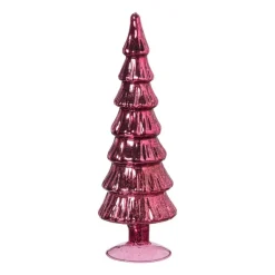 Xenos Kleine Kerstbomen|Kerstfiguren-Kerstboom beeldje groot - rood - ø8x30 cm
