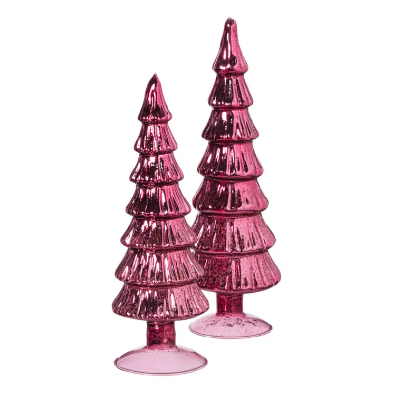 Xenos Kleine Kerstbomen|Kerstfiguren-Kerstboom beeldje groot - rood - ø8x30 cm