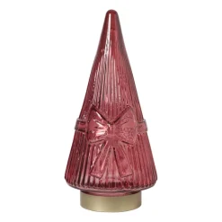 Xenos Kleine Kerstbomen|Kerstfiguren-Kerstboom beeldje glas - rood - ø10.5x22.6 cm