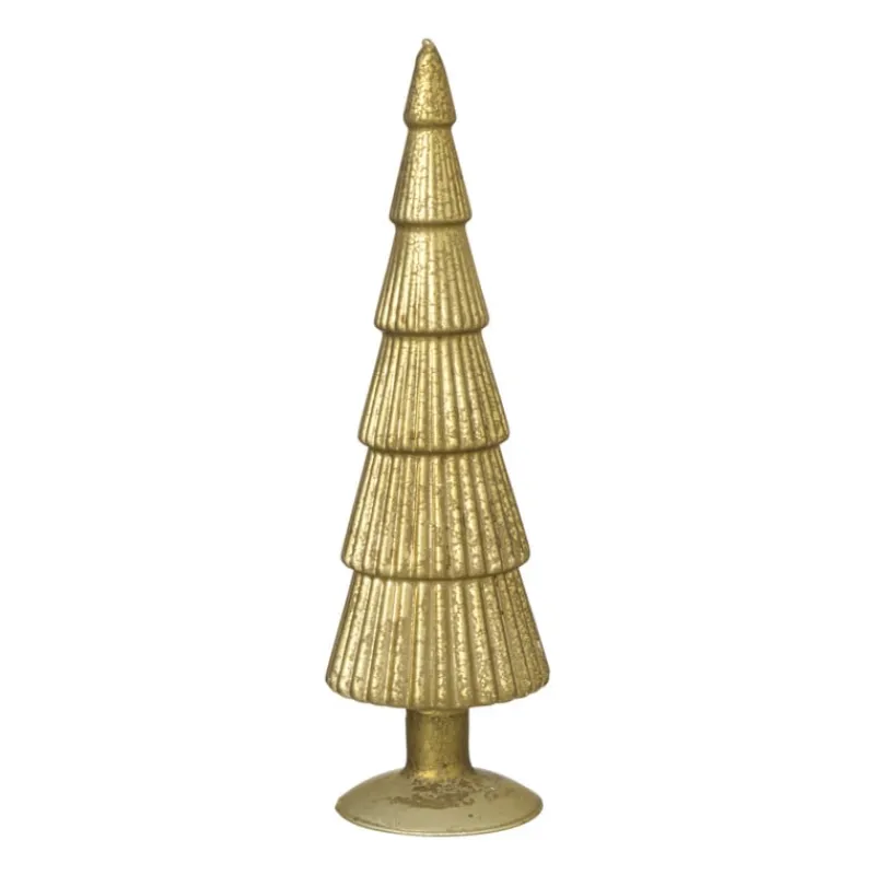 Xenos Kleine Kerstbomen|Kerstfiguren-Kerstboom beeldje groot - olijfgroen - ø8x30 cm