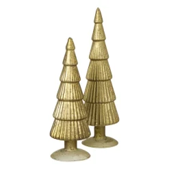 Xenos Kleine Kerstbomen|Kerstfiguren-Kerstboom beeldje groot - olijfgroen - ø8x30 cm