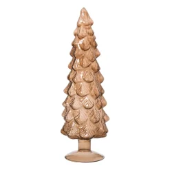 Xenos Kleine Kerstbomen|Kerstfiguren-Kerstboom beeldje groot - bruin - ø8x30 cm