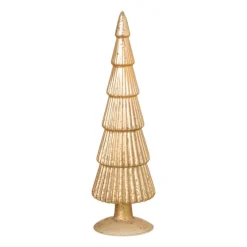 Xenos Kleine Kerstbomen|Kerstfiguren-Kerstboom beeldje groot - goudkleurig - ø8x30 cm