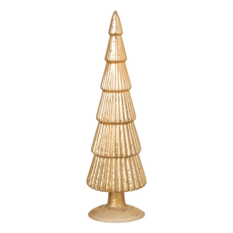Xenos Kleine Kerstbomen|Kerstfiguren-Kerstboom beeldje groot - goudkleurig - ø8x30 cm