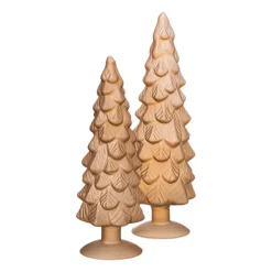 Xenos Kleine Kerstbomen|Kerstfiguren-Kerstboom beeldje klein - goud - ø8x24.5 cm