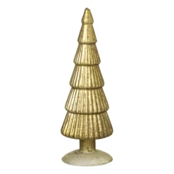Xenos Kleine Kerstbomen|Kerstfiguren-Kerstboom beeldje klein - olijfgroen - ø8x24.5 cm